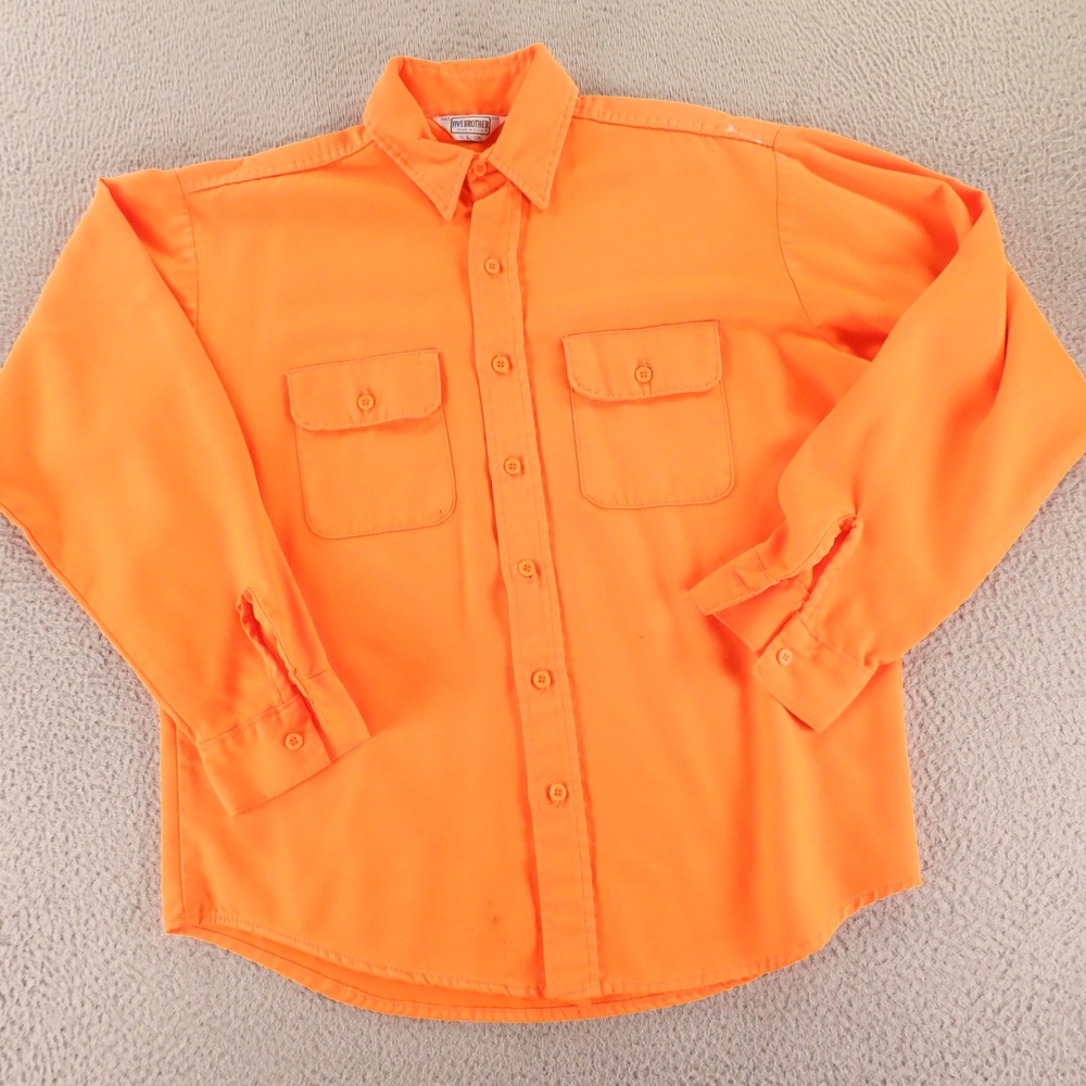 VTG‎ Five Brother Shirt Mens L 16 Orange Long Sleeve USA Made Hunting